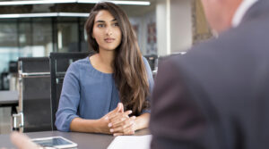 Lady in an interview